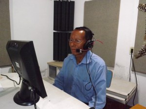 Bautista recording his lines