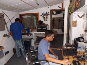 Adolfo setting up in the recording studio